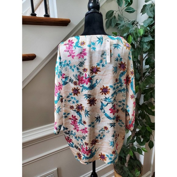 Beautifully Couture Women Floral Polyester Long Sleeve Open Front Kimono Small - Picture 8 of 13